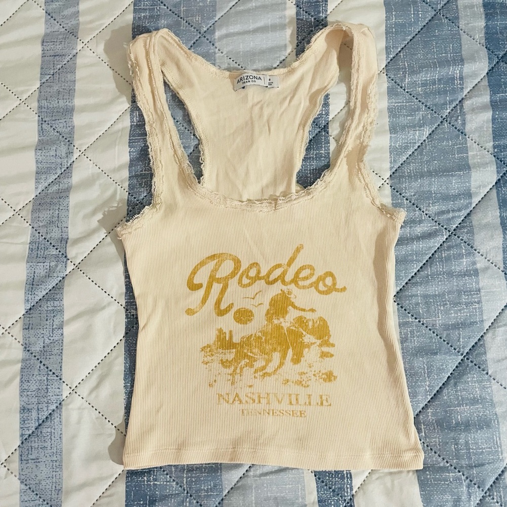 Arizona Brand Stretchy Rodeo Nashville Tank Top with Lace trim Size Small π€ π€ π€ - Picture 3 of 6